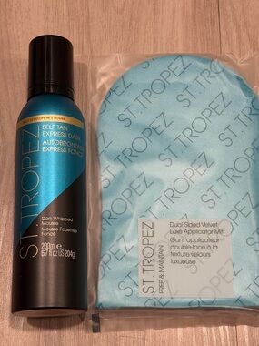 St. Tropez Express Dark Whipped Mousse with applicator mitt